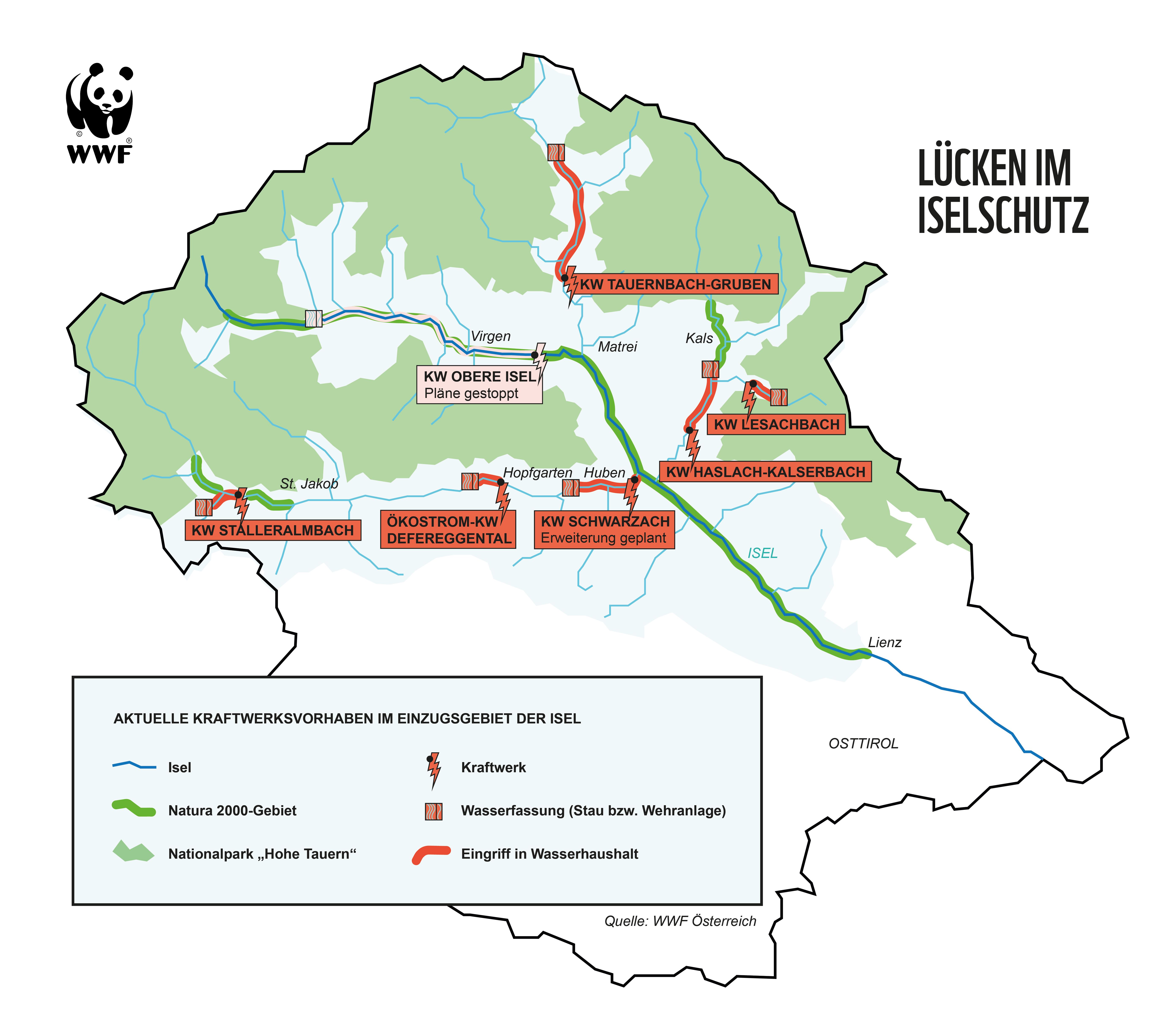 WWF Grafik Kraftwerke  Iselgebiet