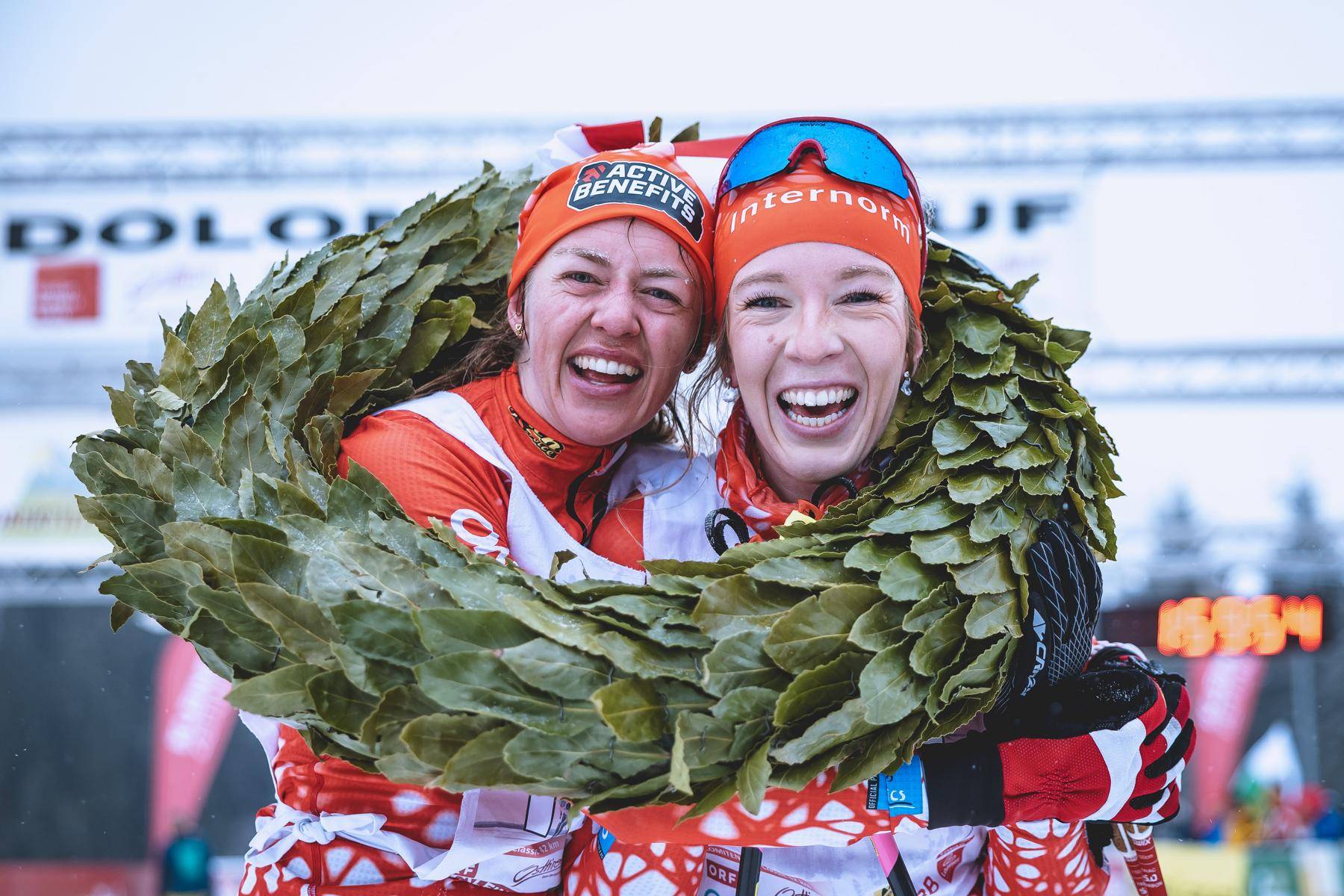 Siegerin &uuml;ber 40 km Malin Boerjesjoe und die zweitplatzierte Anna Schmidhofer. Foto: Expa Pictures