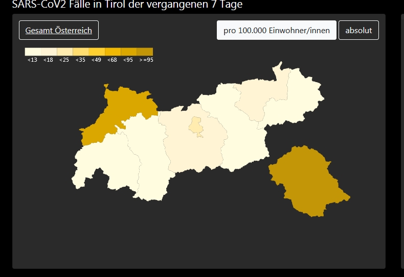 Osttirol hat wieder h&ouml;chste 7-Tage-Inzidenz