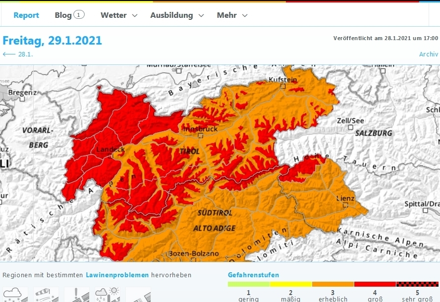 Wieder gro&szlig;e Lawinengefahr im Tauernbereich