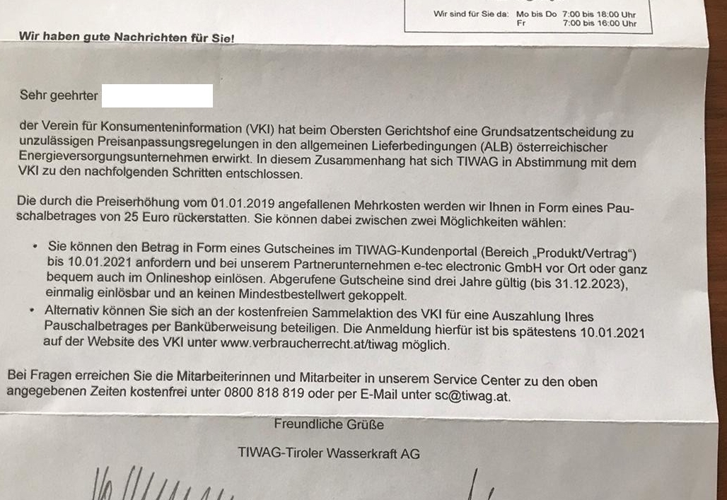 Liste Fritz kritisiert Art der Kostenr&uuml;ckerstattung der TIWAG