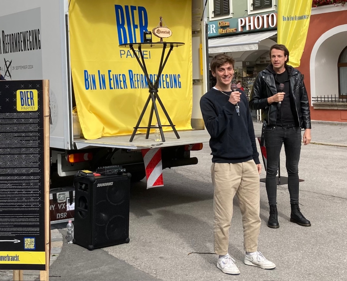 Bierpartei mit Osttiroler Kandidat auf Wahlkampftour