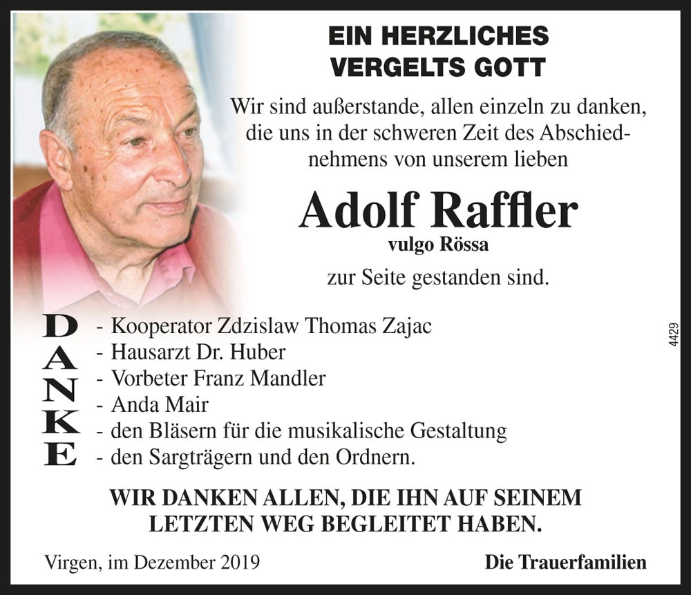 Adolf Raffler, vlg. R&ouml;ssa