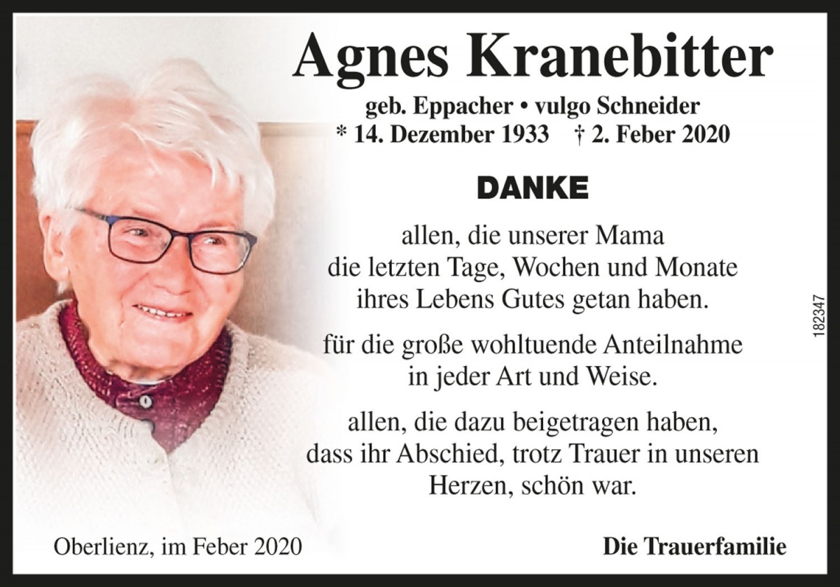 Agnes Kranebitter, vlg. Schneider