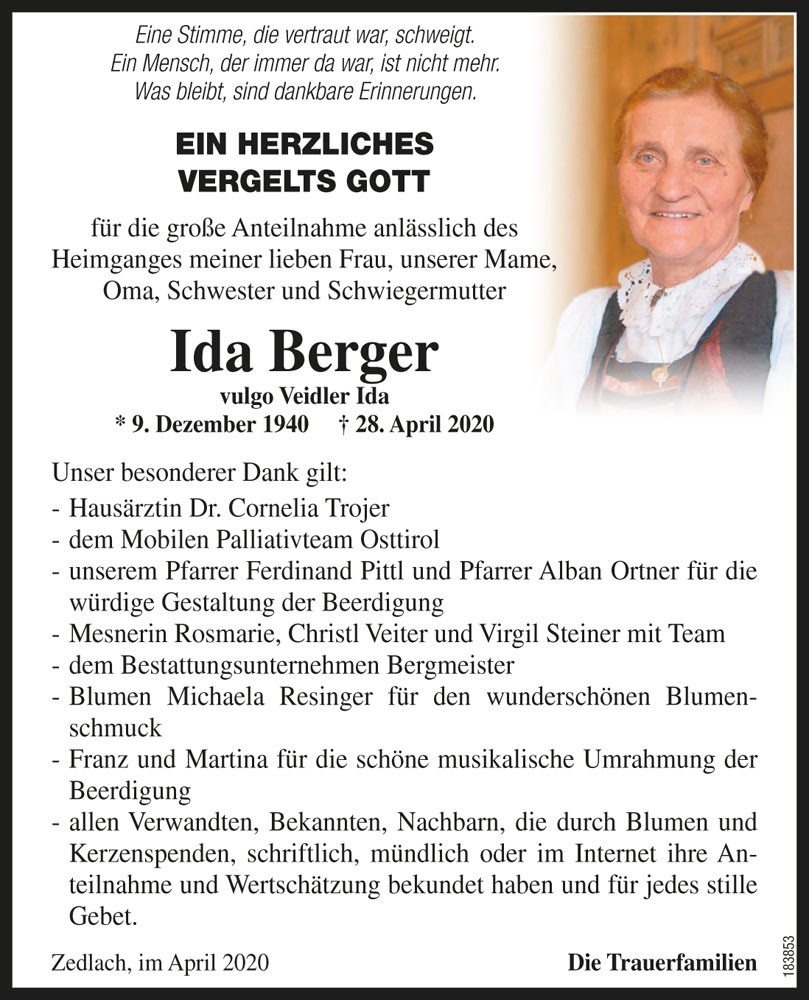 Ida Berger, vlg. Veidler