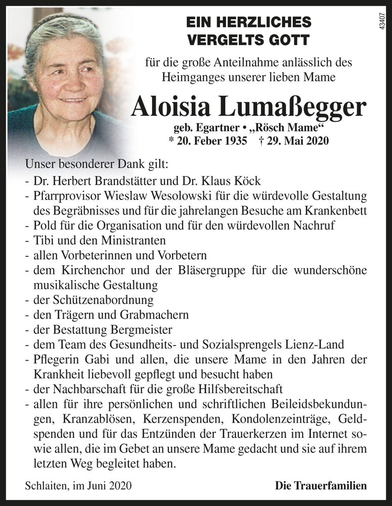 Aloisia Luma&szlig;egger, vlg. R&ouml;sch
