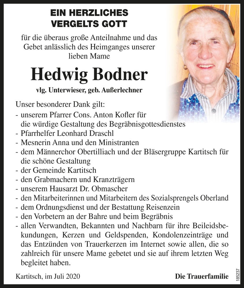 Hedwig Bodner, vlg. Unterwieser