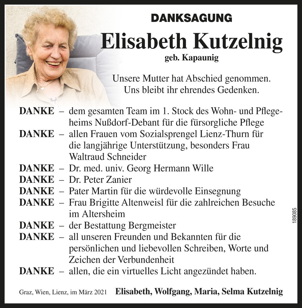 Elisabeth Kutzelnig geb. Kapaunig 