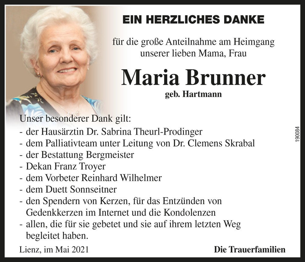 Maria Brunner geb. Hartmann