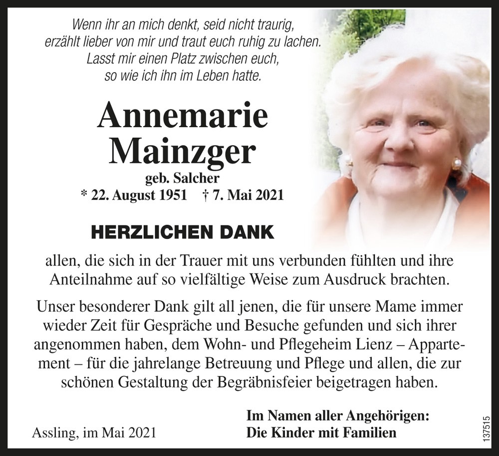 Annemarie Mainzger, geb. Salcher