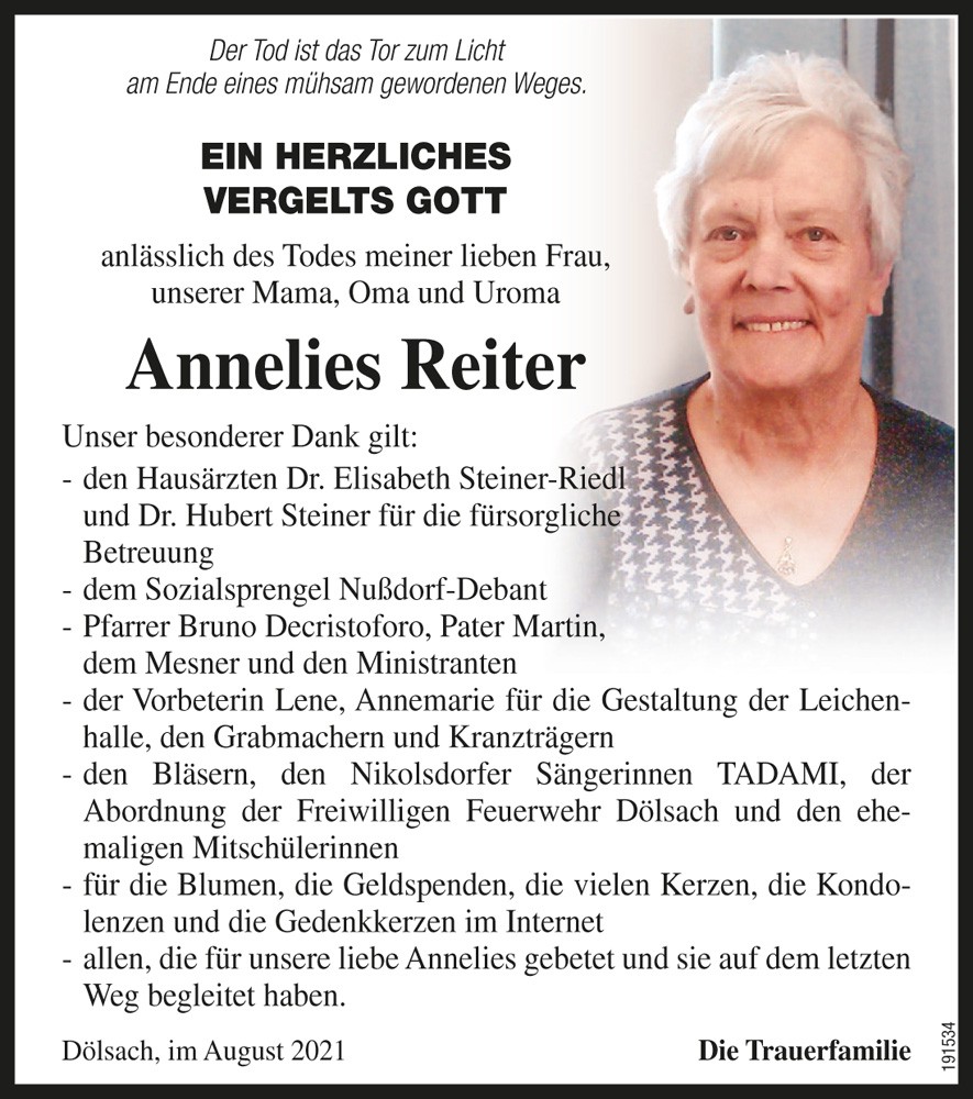 Anna Elisabeth Reiter, geb. Wibmer 