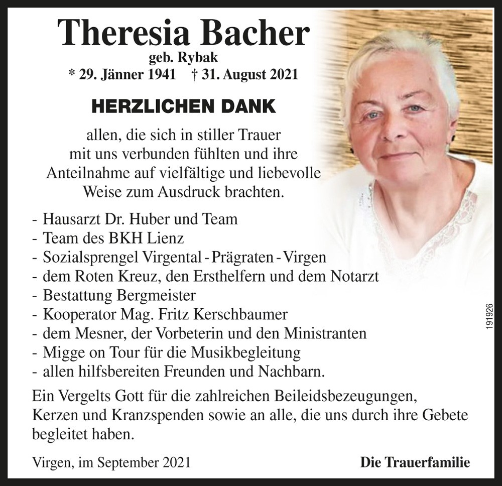 Theresia Bacher, geb. Rybak
