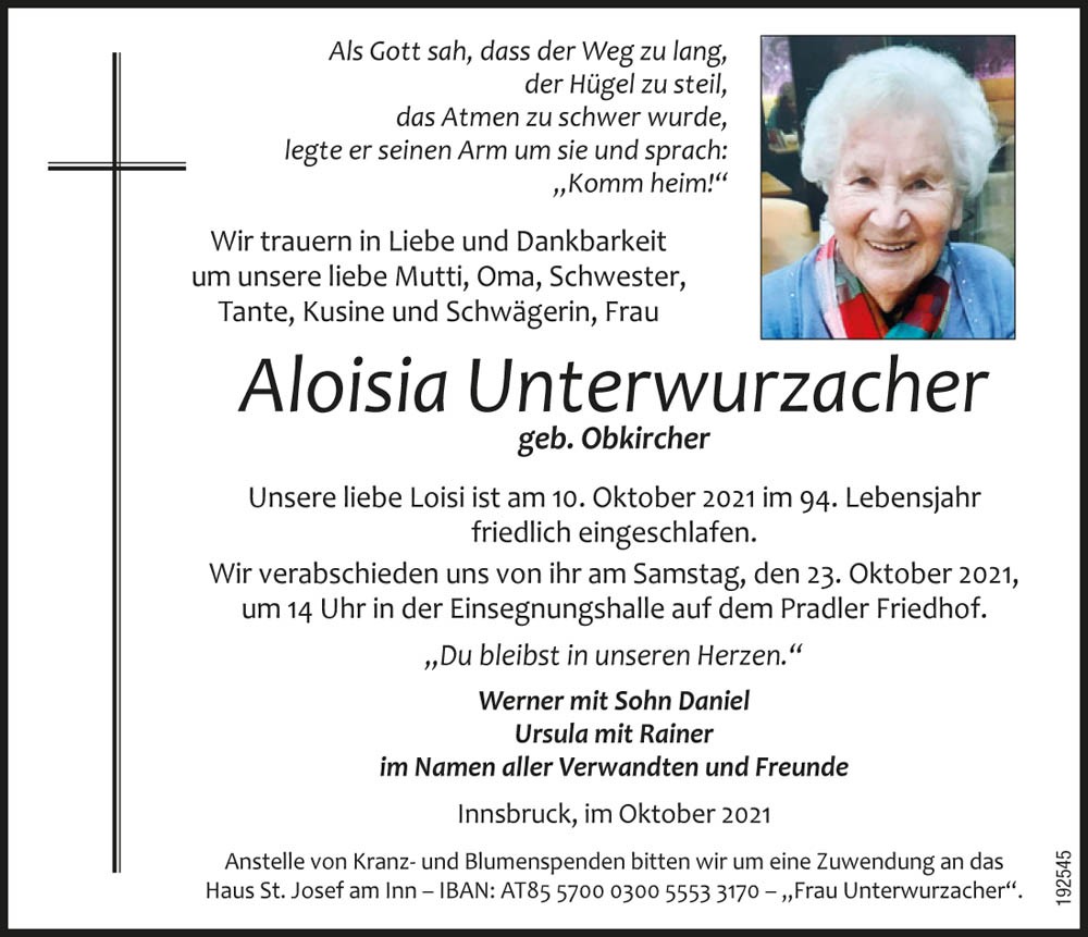 Aloisia Unterwurzacher