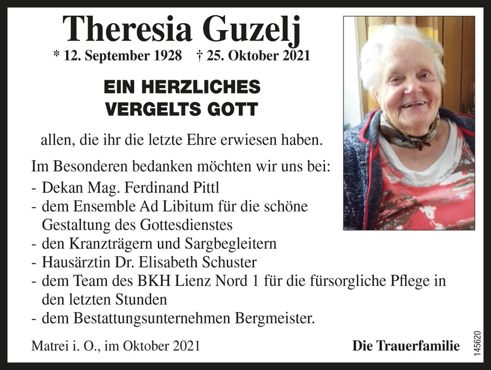 Theresia Guzelj, geb. Jesacher