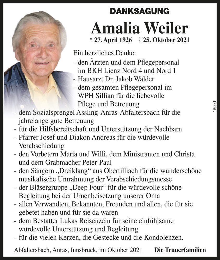 Amalia Weiler, geb. Gasser