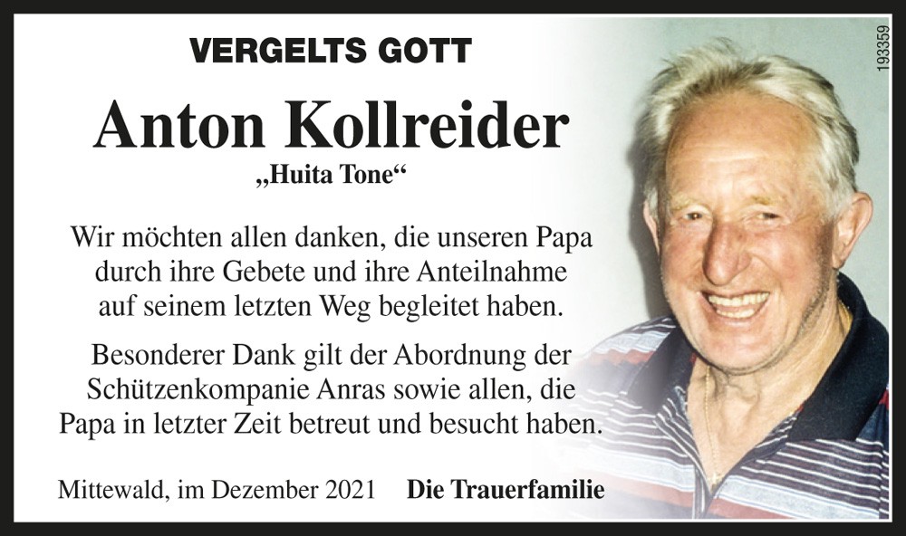 Anton Kollreider, "Huita Tone"
