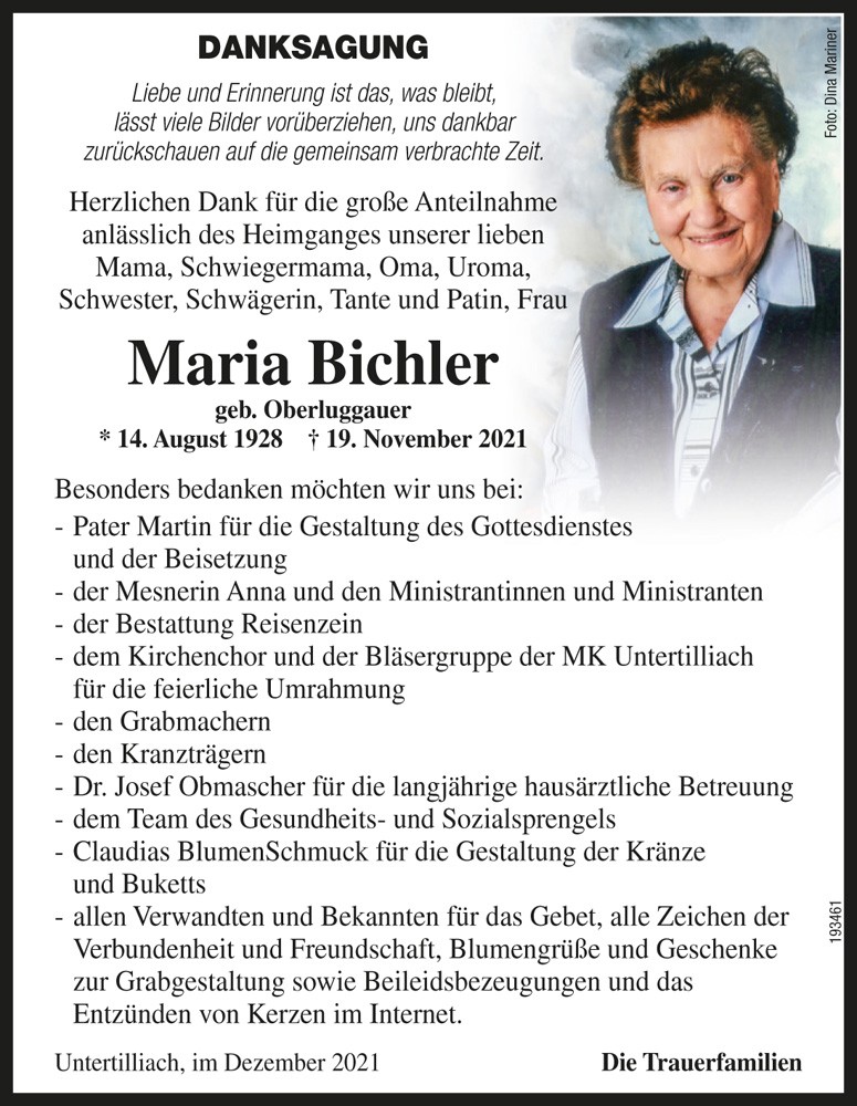 Maria Bichler, geb. Oberluggauer