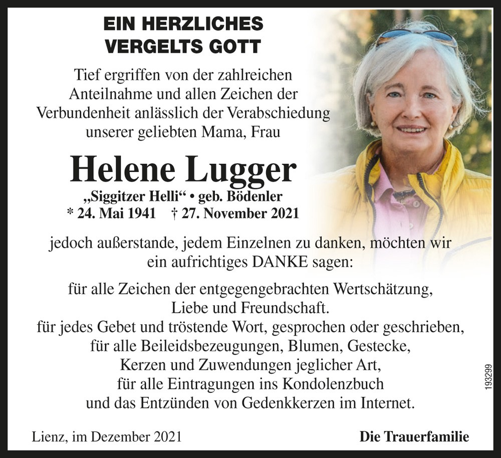 Helene Lugger, geb. B&ouml;denler, "Siggitzer Helli"