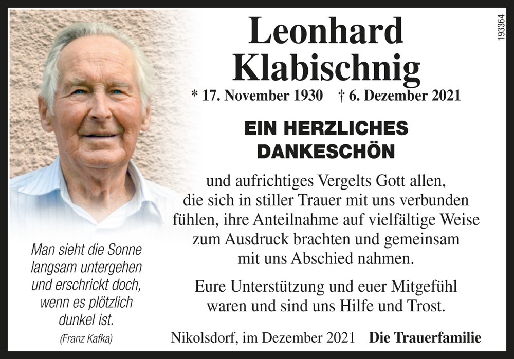 Leonhard Klabischnig Tischlermeister 