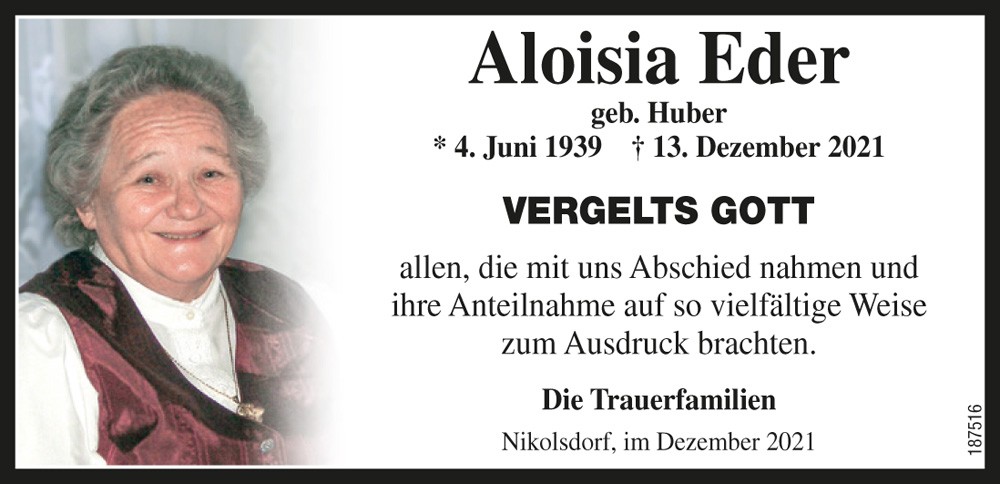 Aloisia Eder, geb. Huber