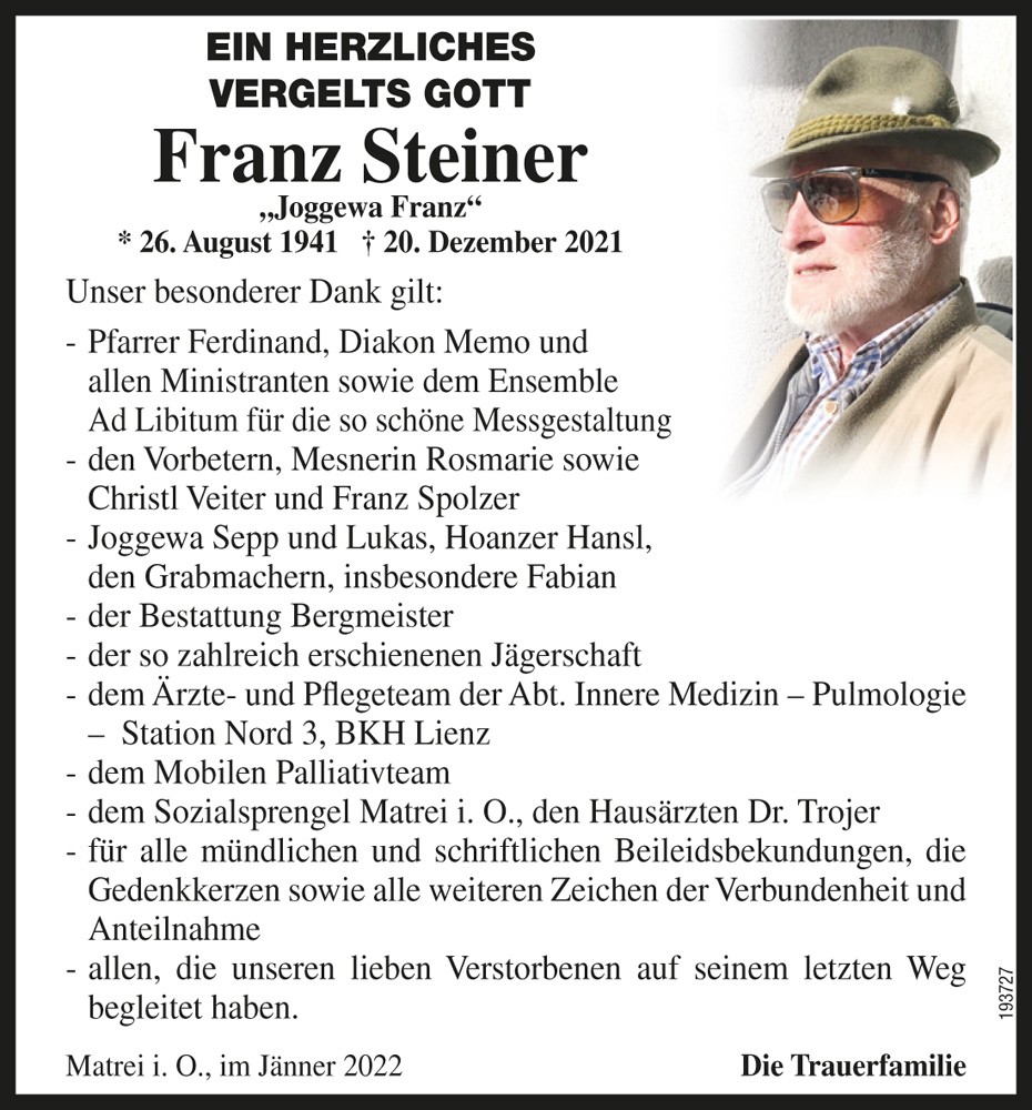 Franz Steiner, "Joggewa Franz"