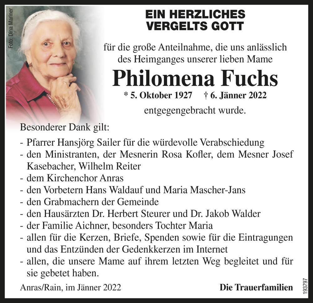 Philomena Fuchs, geb. Goller, "Hansler"