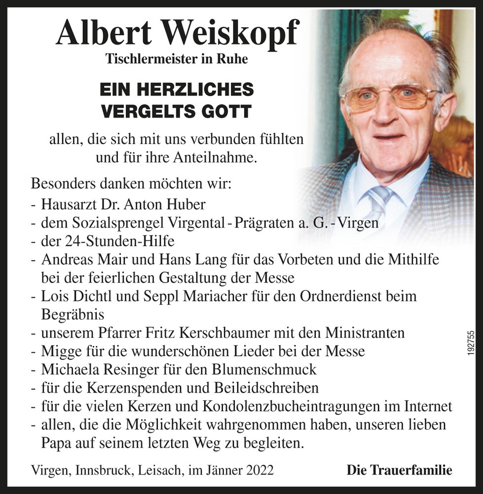 Albert Weiskopf, Tischlermeister