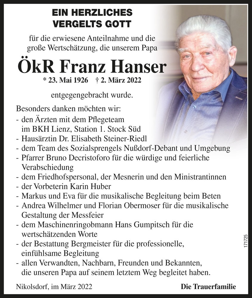 &Ouml;KR Franz Hanser vlg. J&ouml;rglegger 