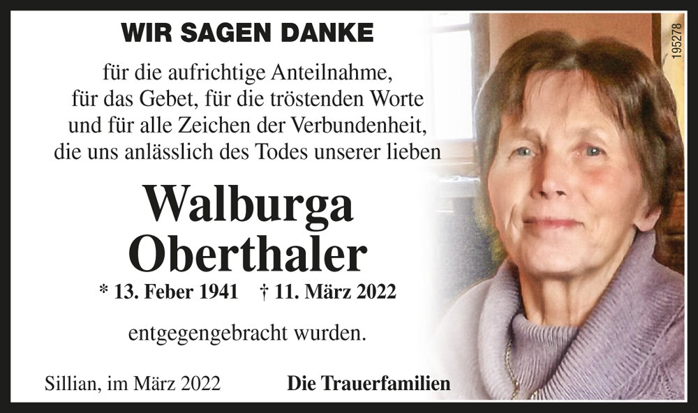Walburga Oberthaler, geb. Kalm