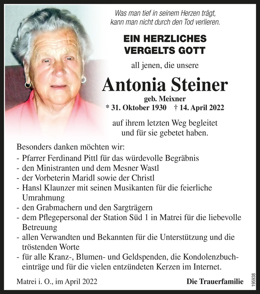Antonia Steiner, geb. Meixner