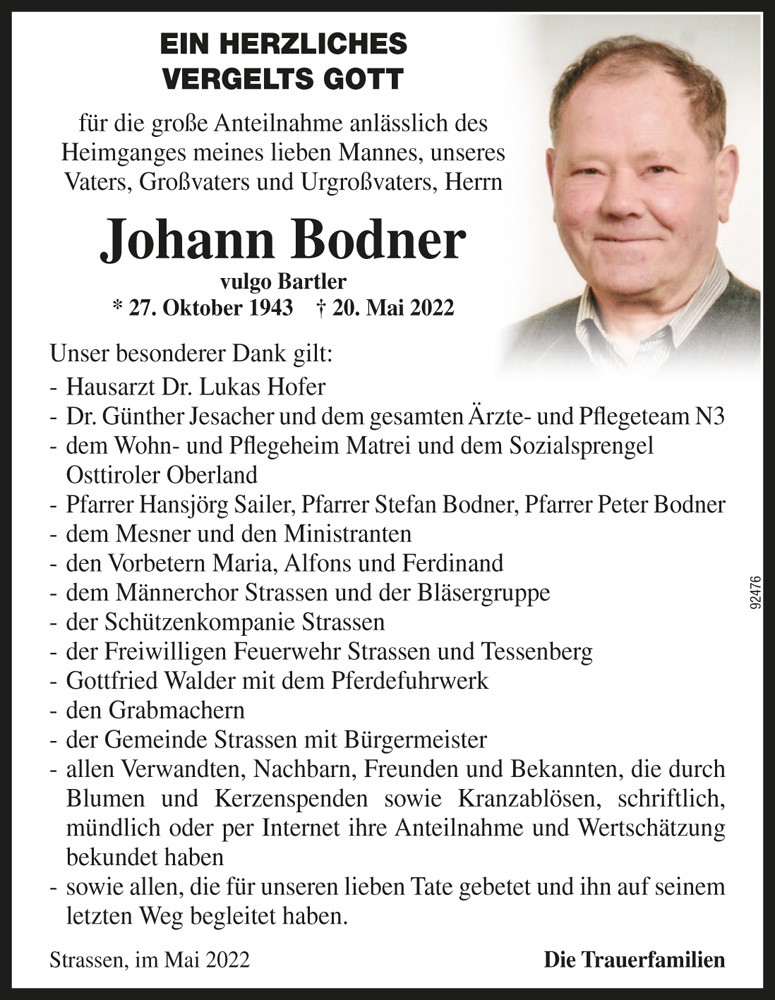 Johann Bodner vlg. Bartler 