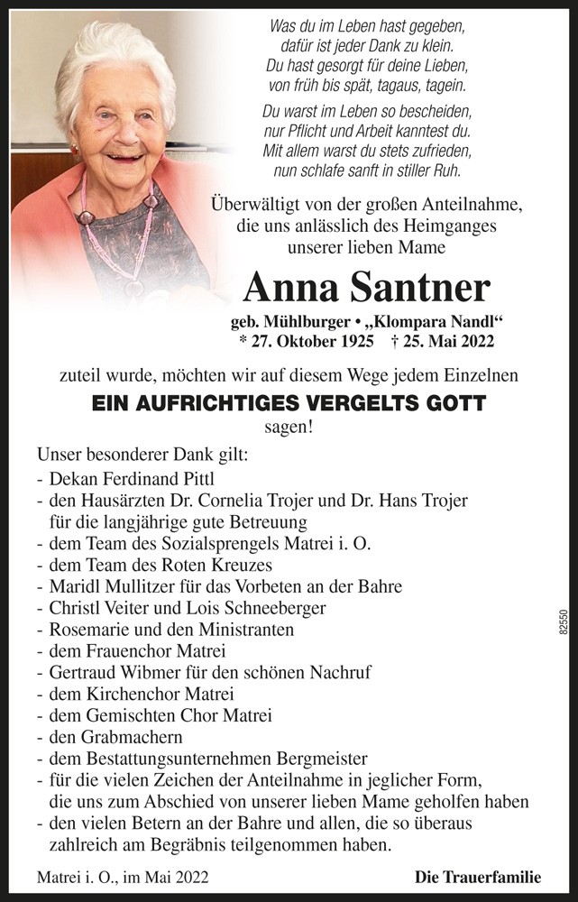 Anna Santner, "Klompara Nandl"