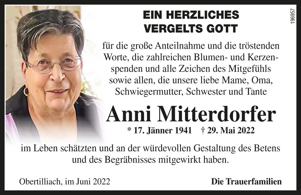 Anni Mitterdorfer, geb. Kristler, vlg. Schuista