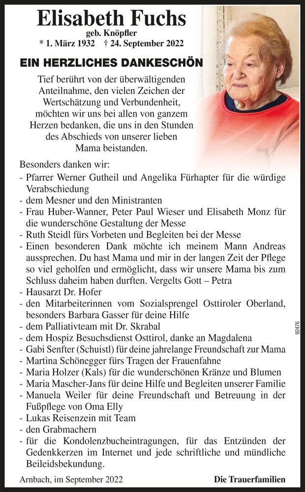 Elisabeth Fuchs, geb. Kn&ouml;pfler