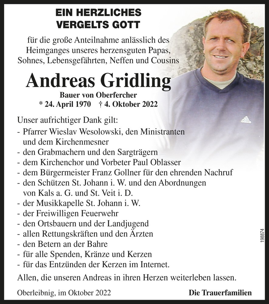 Andreas Gridling, vlg. Oberfercher