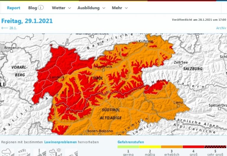 Wieder gro&szlig;e Lawinengefahr im Tauernbereich