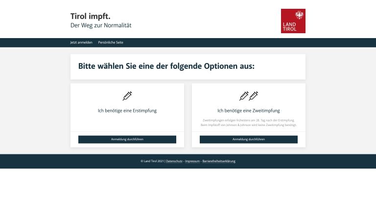 Tirol impft: Flexible Terminbuchungsm&ouml;glichkeiten
