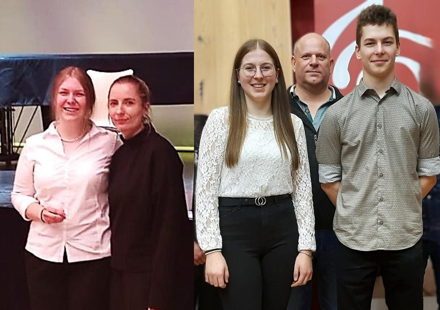 Foto: LMS Matrei, Fotocollage Gold LMS Matrei Von links: Marlen Weichsler, Lehrerin: Carina Santer, Magdalena Mariacher, Lehrer: Michael Mattersberger, Maximilian Veider,