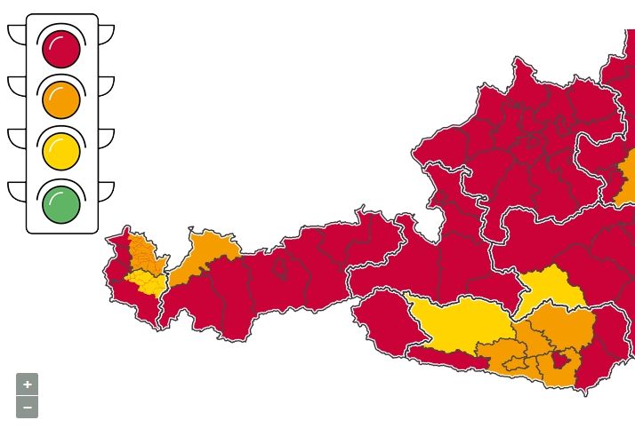Corona-Ampel: auch Osttirol ist rot