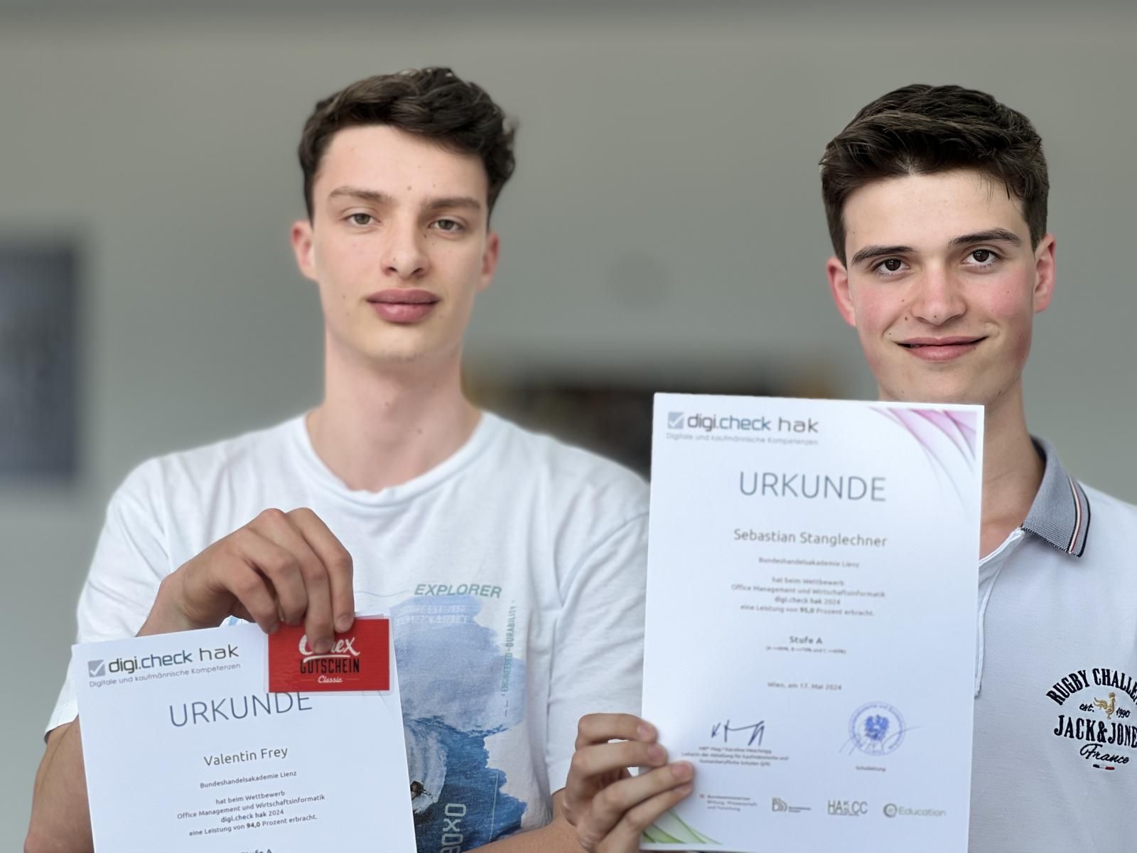 Digicheck 2024 - Bestplatzierte, Valentin Frey und Sebastian Stanglechner Foto: Hannes Gailer